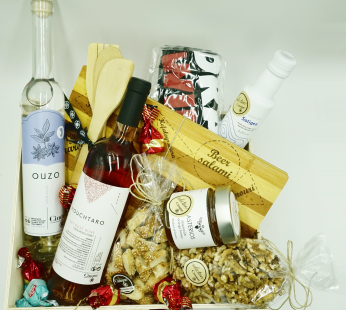 Wooden Crate with Wine & Ouzo