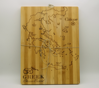 Cinque’s Big Cheese Wooden Board with Greek Map Carving