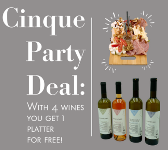 Party Deal: 4 Wines + 1 Mixed Platter FREE